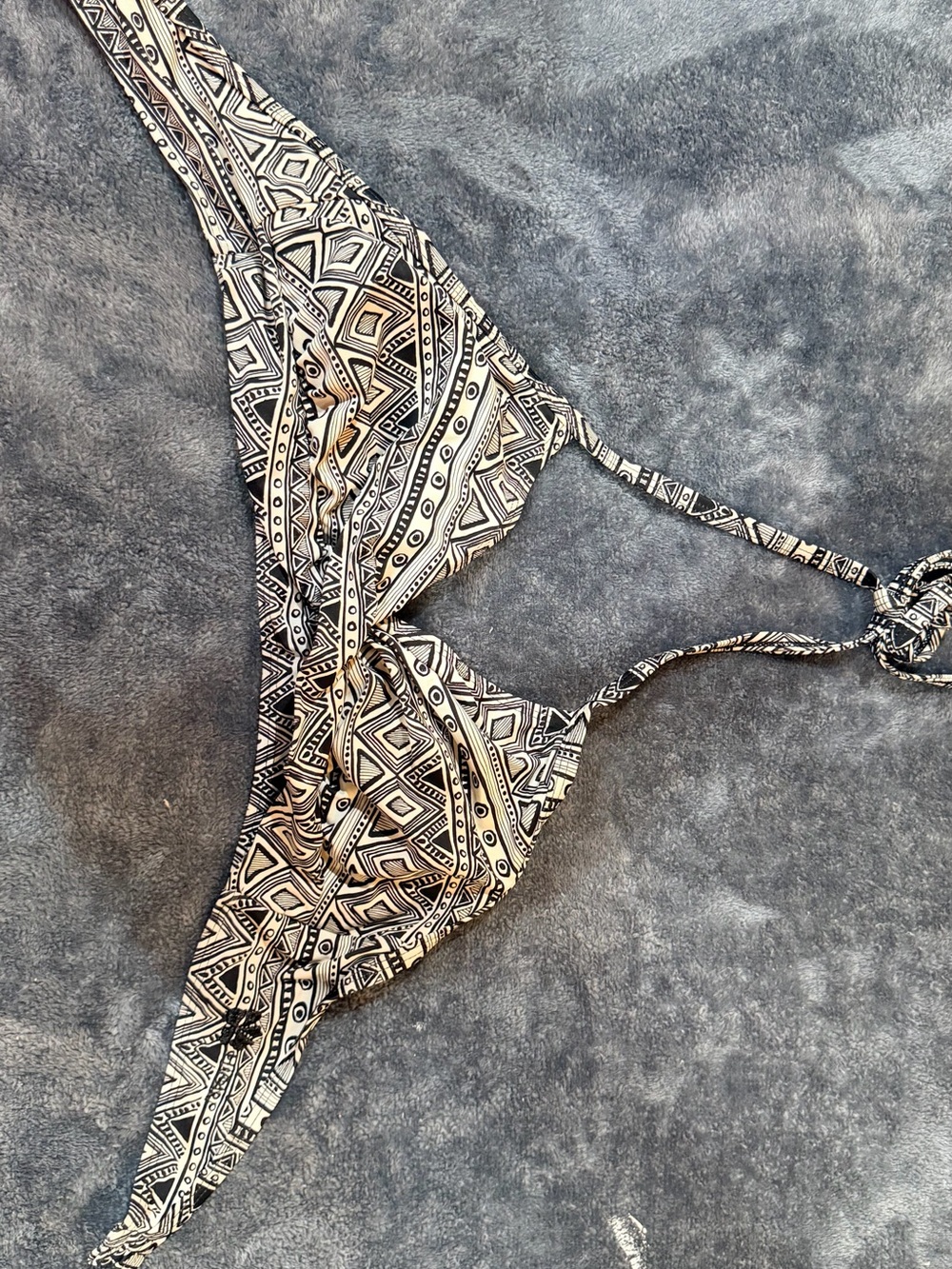 Hapari Black and Cream Tribal Print Bikini Top